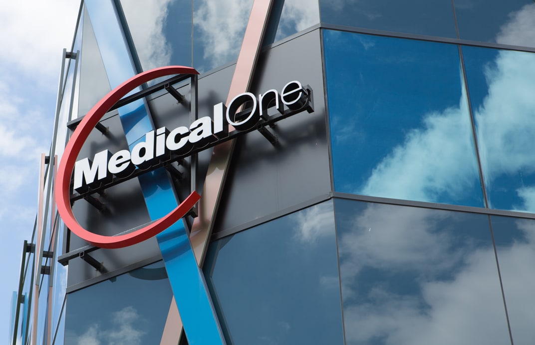 The medical one logo on Medical One building in Melbourne
